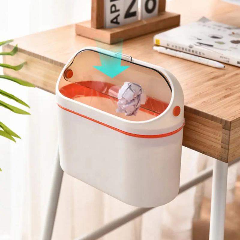 Mini Trash Can with Lid Mini Waste Basket for Desktop Small Office Countertop Garbage Can Mountable Tiny Wastebasket for RV Dorm