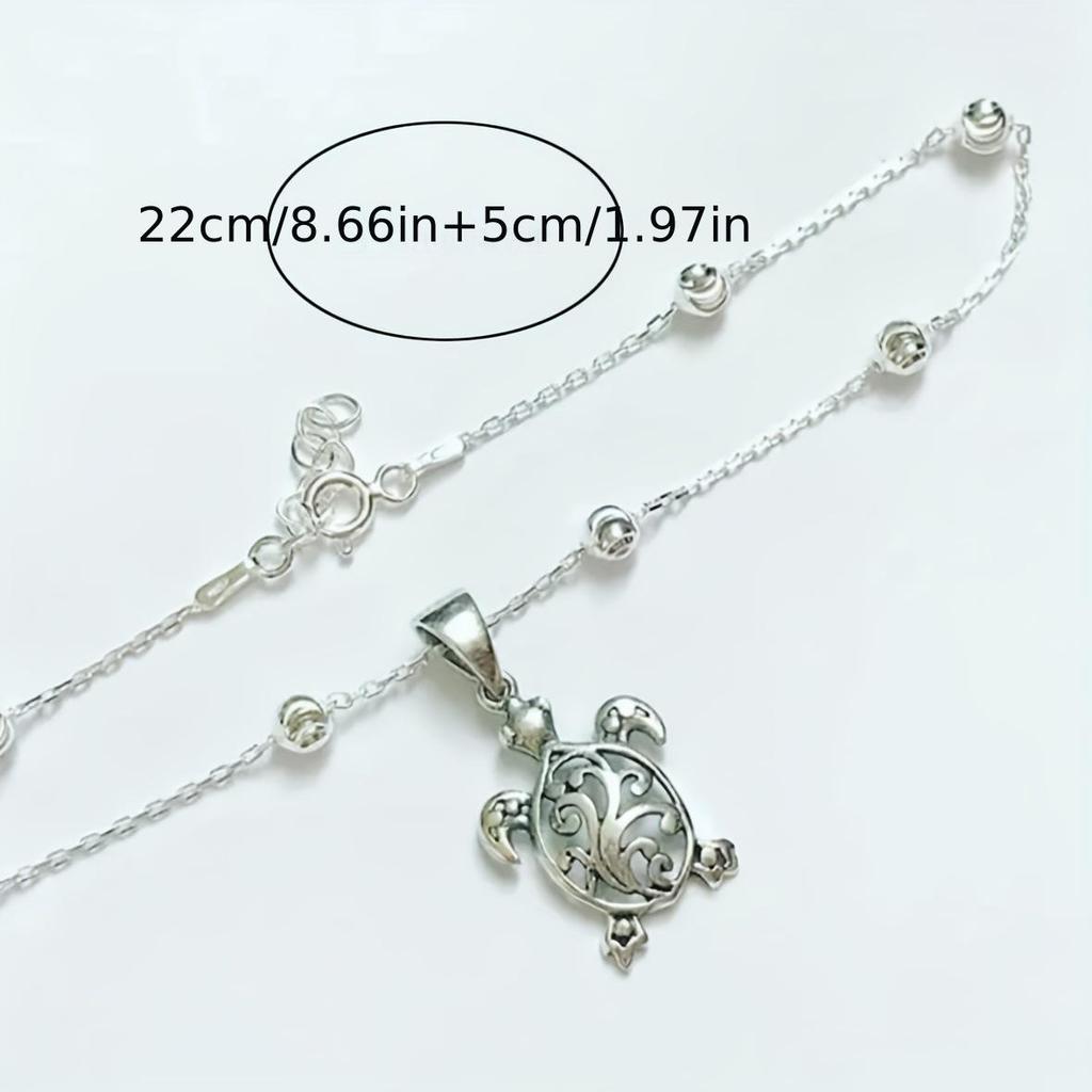 European & American Beach-Style Oval Beaded Turtle Anklet for Women