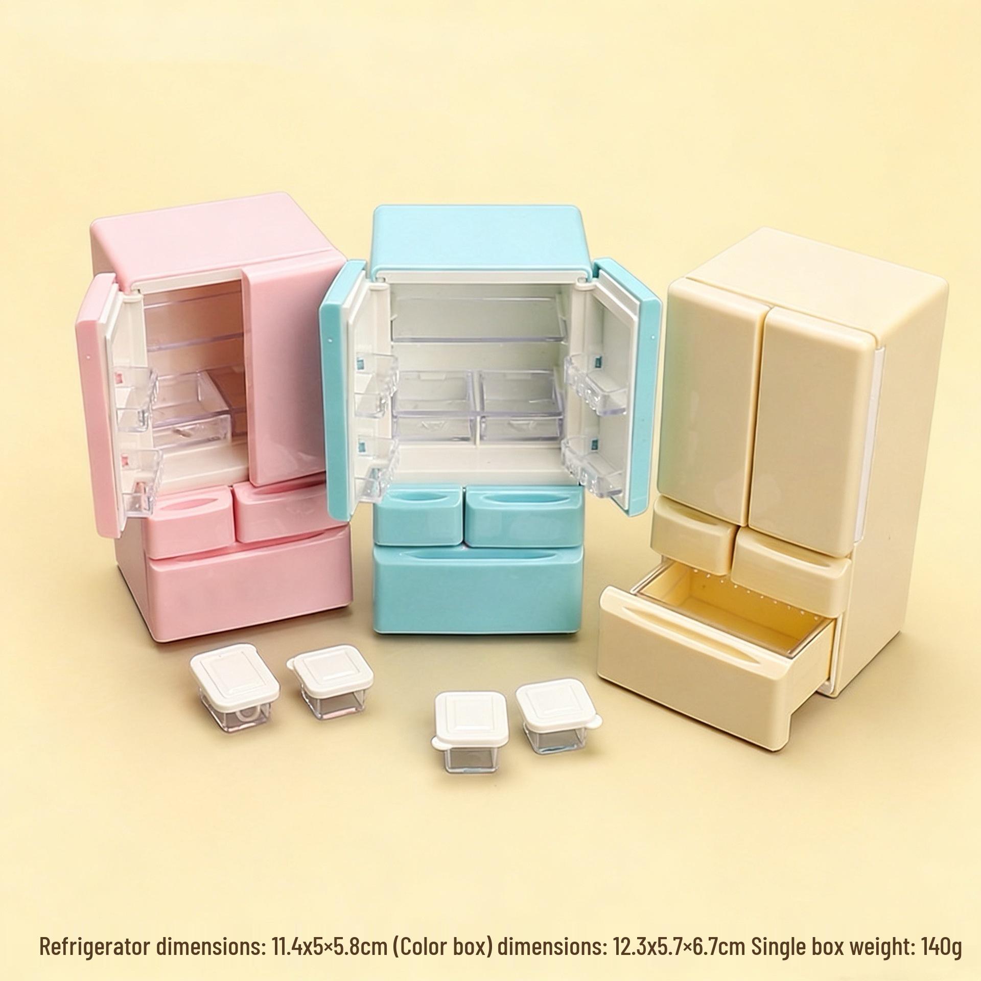 

Mini Double-Door Fridge Sticker Model - Small Kitchen Scene Toy Gift Pink double-door