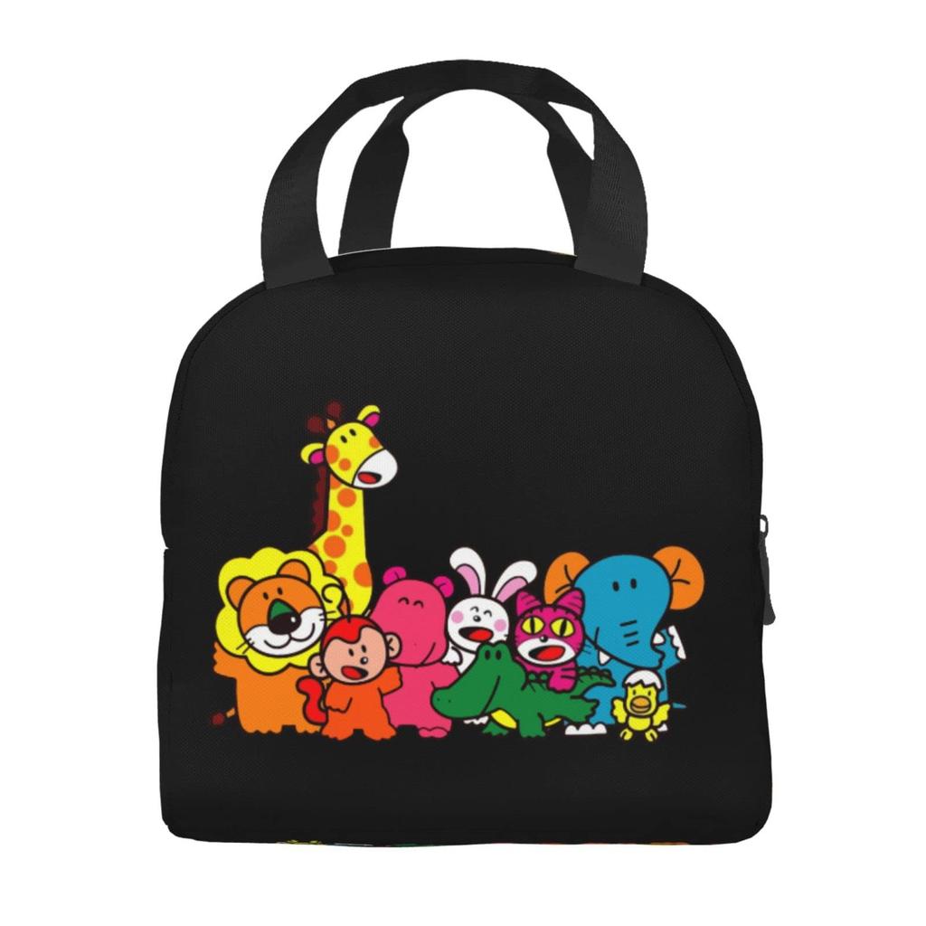 Tabekko Animal Isolierte Lunchtasche mit Verschluss, Schwarz, Bento-Box, Isoliert, Kühltasche mit Reißverschluss, Kompakt, Weiche Kühltasche, Tragetasche/Öko-Tasche