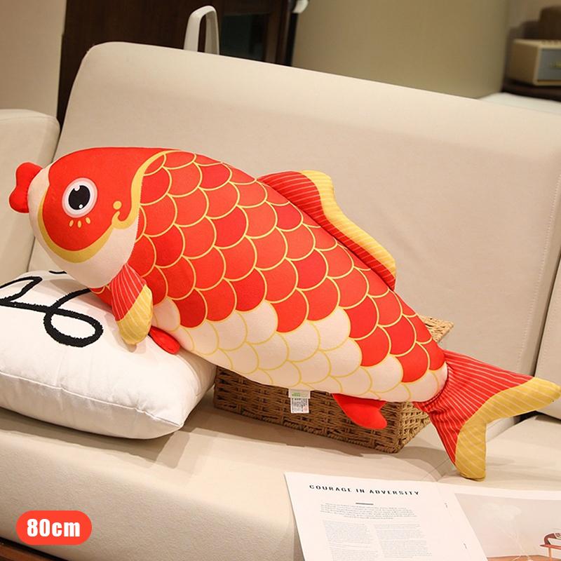 1 stk. 60/80/100 cm 3D Livagtigt Koi Plyslegetøj, Blødt Fyldt Koi Plys Pude, Kreativ Sofapude, Legetøjsgave til Børn.