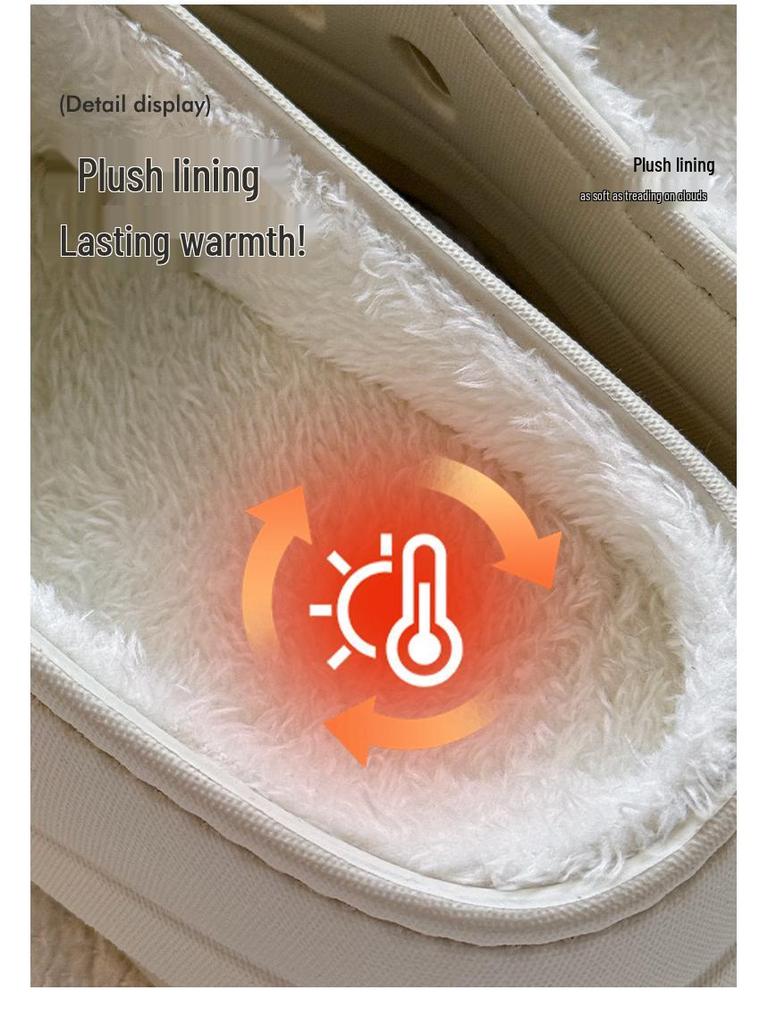 Men's Thick-Soled Cotton Slippers, 2025 Winter Collection - Waterproof, Non-Slip, Height-Enhancing, Plus Velvet, Toe-Covering Design