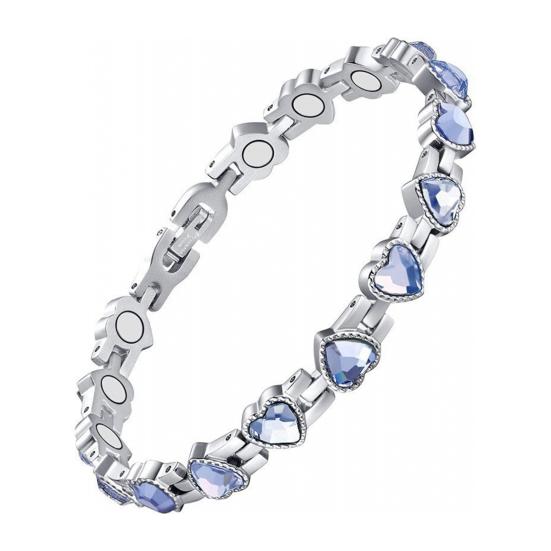Bracelet Sparkling Cubic Zirconia Heart Shape Women Bracelet Lightweight Magnetic Therapy Bracelet with Secure Clasp