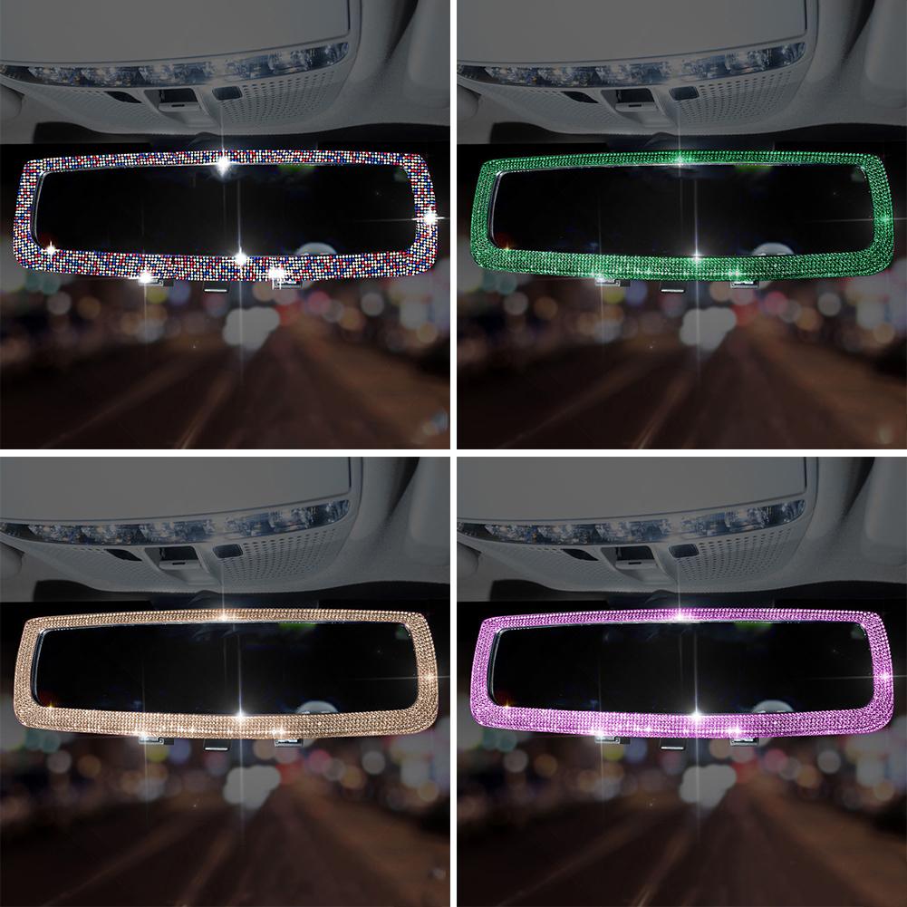 New Rhinestone Car Rearview Mirror Car Charm Bling Rearview Mirror Cover for Girls Pink Auto Accessories Interior for Woman