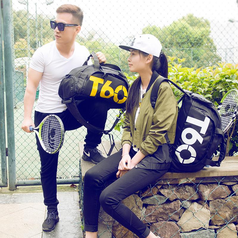 T60 Sports Travel Bag - Double Shoulder, Dry/Wet Separation, Gym & Yoga Bag for Men and Women.