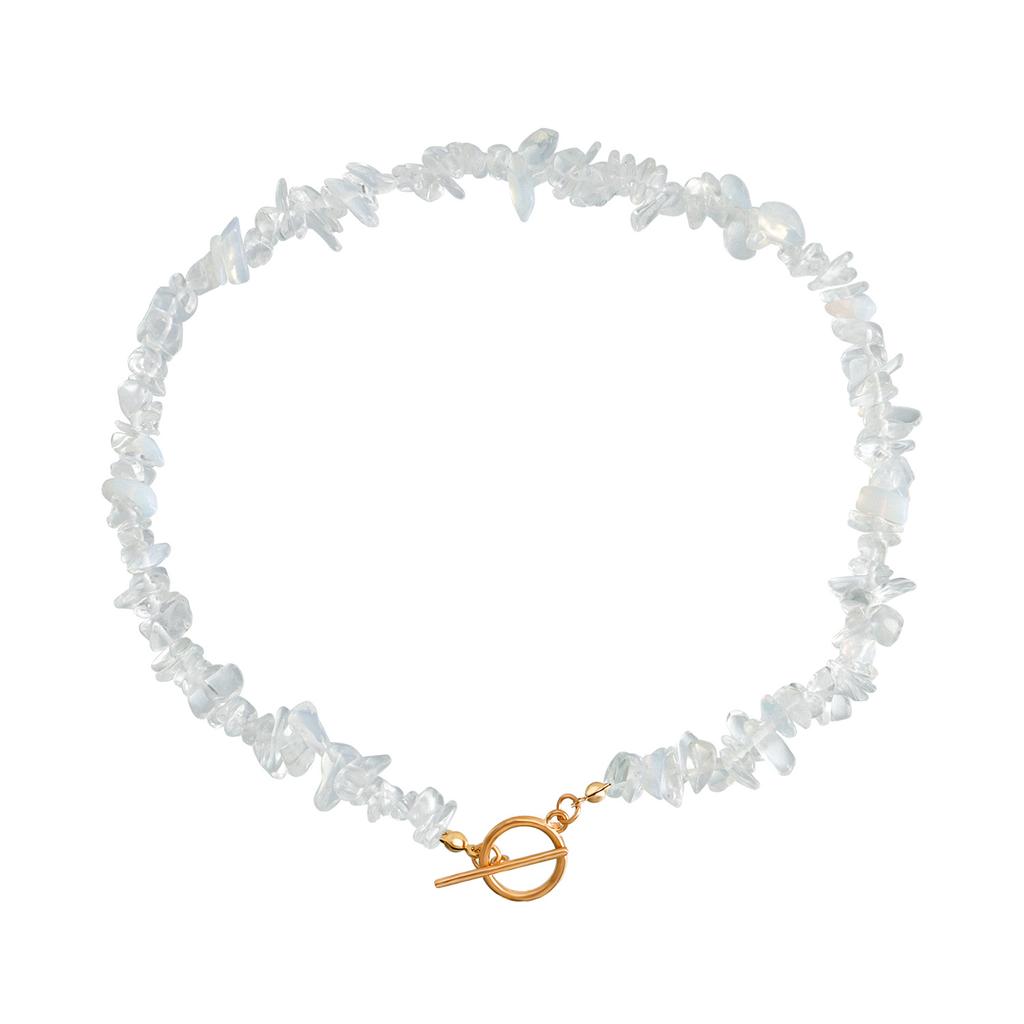 Large Special-shaped Pearl OT Buckle Necklace Femininity Simple Green Turquoise Necklace