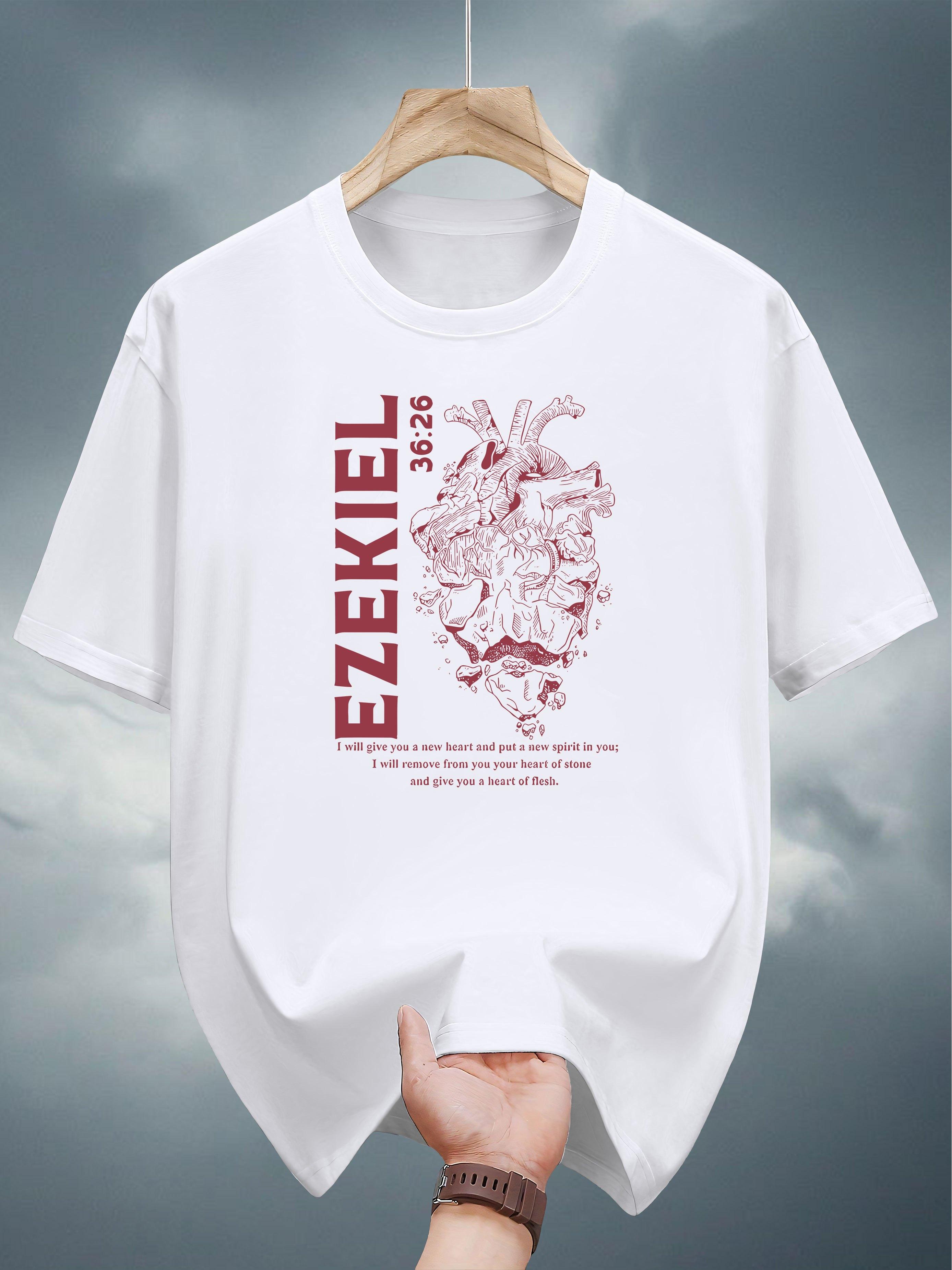 

Graphic Print T-shirt - White Casual Short Sleeve Round Neck Summer Tee with Bold Red & Black Design XL