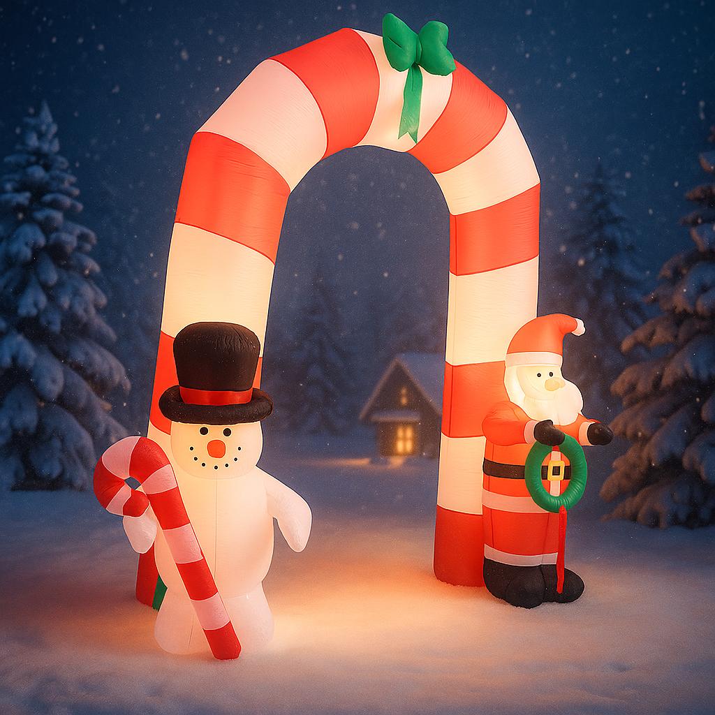 7.87FT Yard Lawn Party Decoration Inflatable Snowman Santa Arch Toy LED Lit Xmas Home Supplies Ornaments Christmas Holiday Gifts