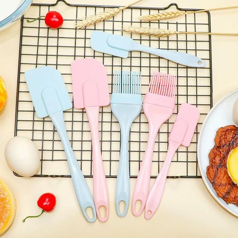 3Pcs Non-Stick Silicone Cream Scraper Bread Cake Butter Spatula Mixer Oil Brush With Pp Handle Cake Spatula Kitchen Baking Tool
