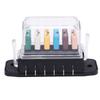 Fuse Block 6 Way ATC ATO Recoverable Current Marine Fuse Block Panel 5A 10A 15A 20A 25A 30A 28VDC with Cover