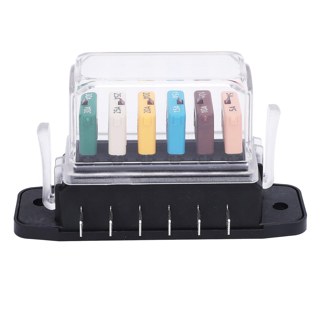 Fuse Block 6 Way ATC ATO Recoverable Current Marine Fuse Block Panel 5A 10A 15A 20A 25A 30A 28VDC with Cover