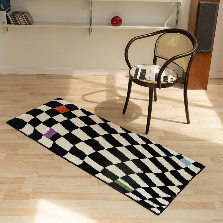 Modern Ins Checkerboard Cashmere Rug Comfortable Soft Cooling Bedroom Bed Blanket Bay Window Blanket Cloakroom Carpet