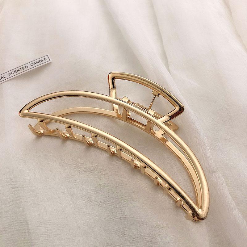 New Women Elegant Gold Silver Hair Clip Hollow Geometric Metal Hair Claw Headband Crab Hair Clips Fashion Hair Accessories