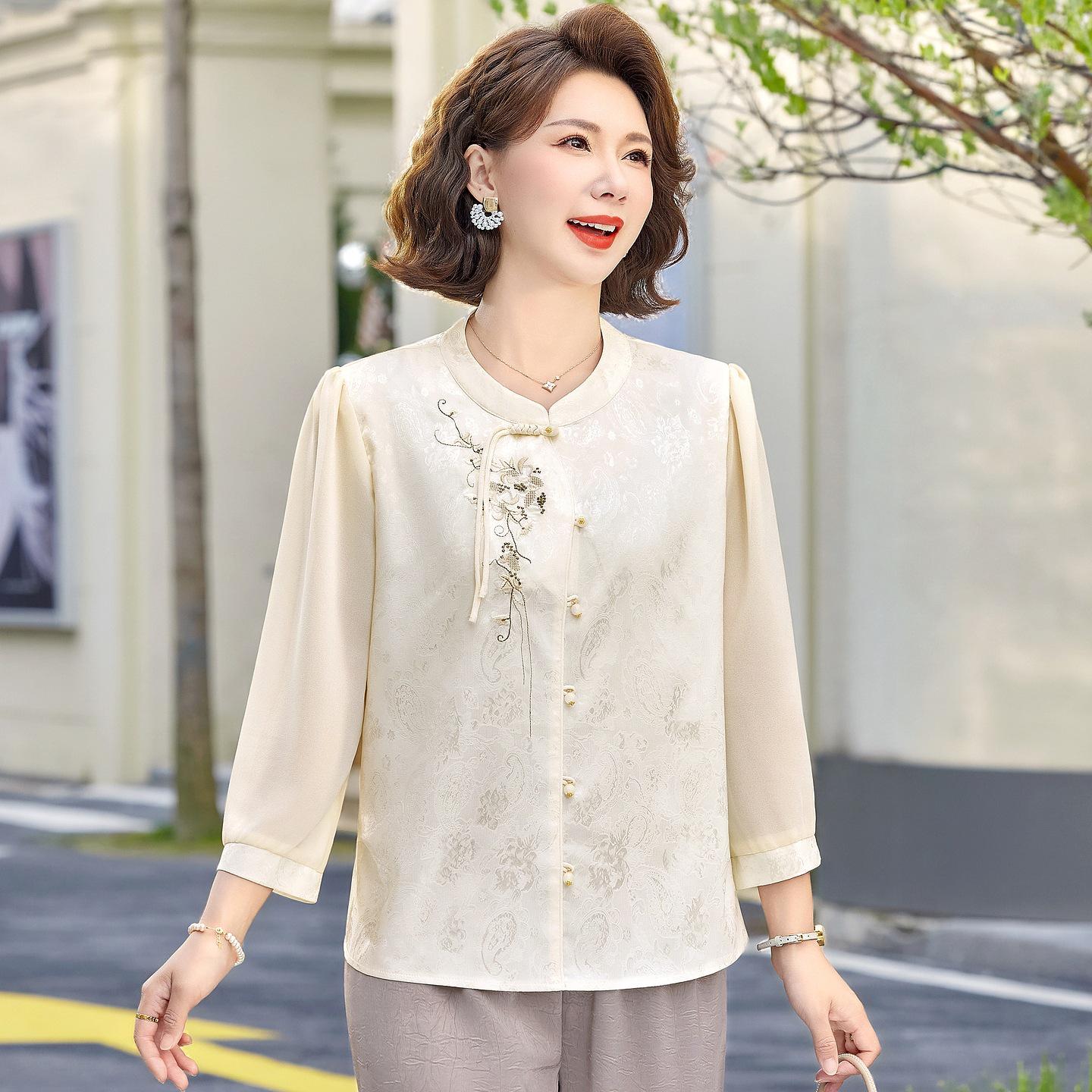 Embroidered Chinese Style Blouse for Mature Women - Summer New Arrival 3XL