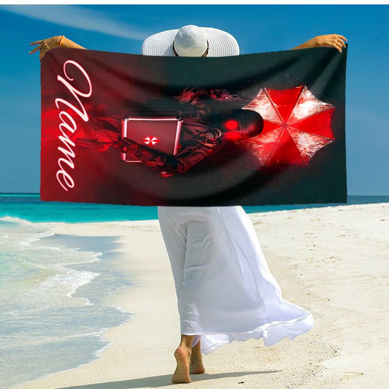 Personalized customized proof beach towel with resident Evil pattern - soft, absorbent,quick-drying,perfect swimming,camping&bathing