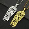 Resort Beach Slipper Shape Necklace Stainless Steel Gold Silver Color For Men Women Hollow Bohemia Chain Jewelry