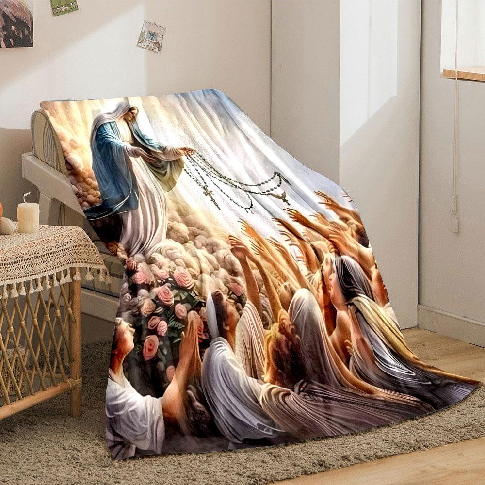 Our Lady of the Rosary Devotees Blanket Printed Blanket for Living Room Bed Couch lunch break Soft Cozy Blanket for Friend's festival Gift