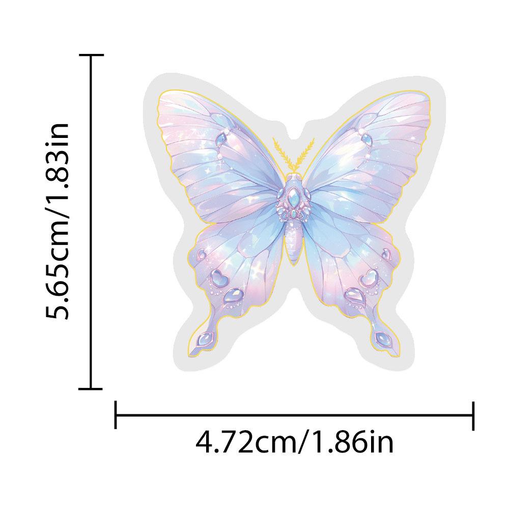 50 schillernde Schmetterling Heißfolienprägung PET Edelstein Transparente Aufkleber für Notizbuch, Gitarre, Handy, Graffiti