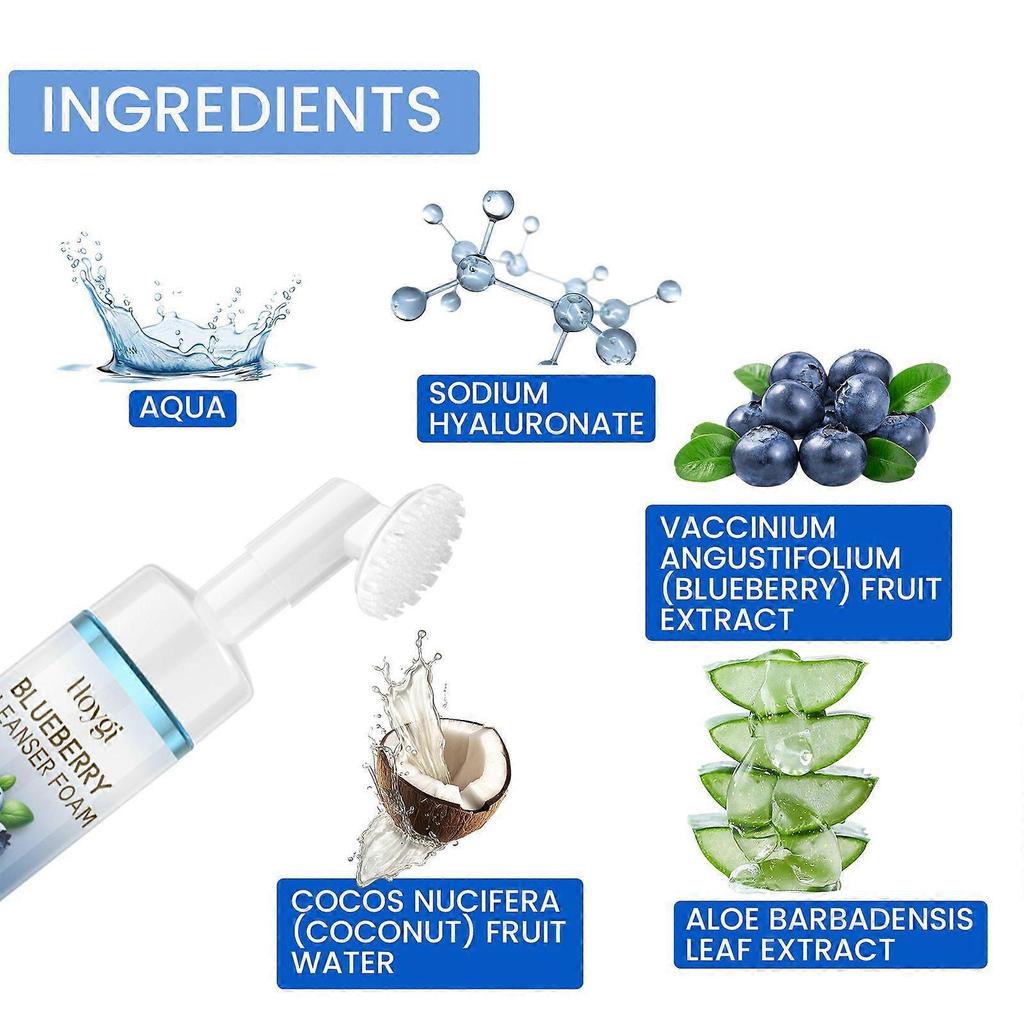 Hoygi Blueberry Foaming Cleanser - Gently Cleanses The Face, With A Fine Texture That Massages And Helps Repair Dullness, Blackheads, And Acne