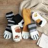 Peluche Hiver Drôle Mignon Style Animal Chat Patte Motif Dessin Animé Femmes Chaussettes en Coton Super Douces pour Femme Maison Sommeil Sol Sox