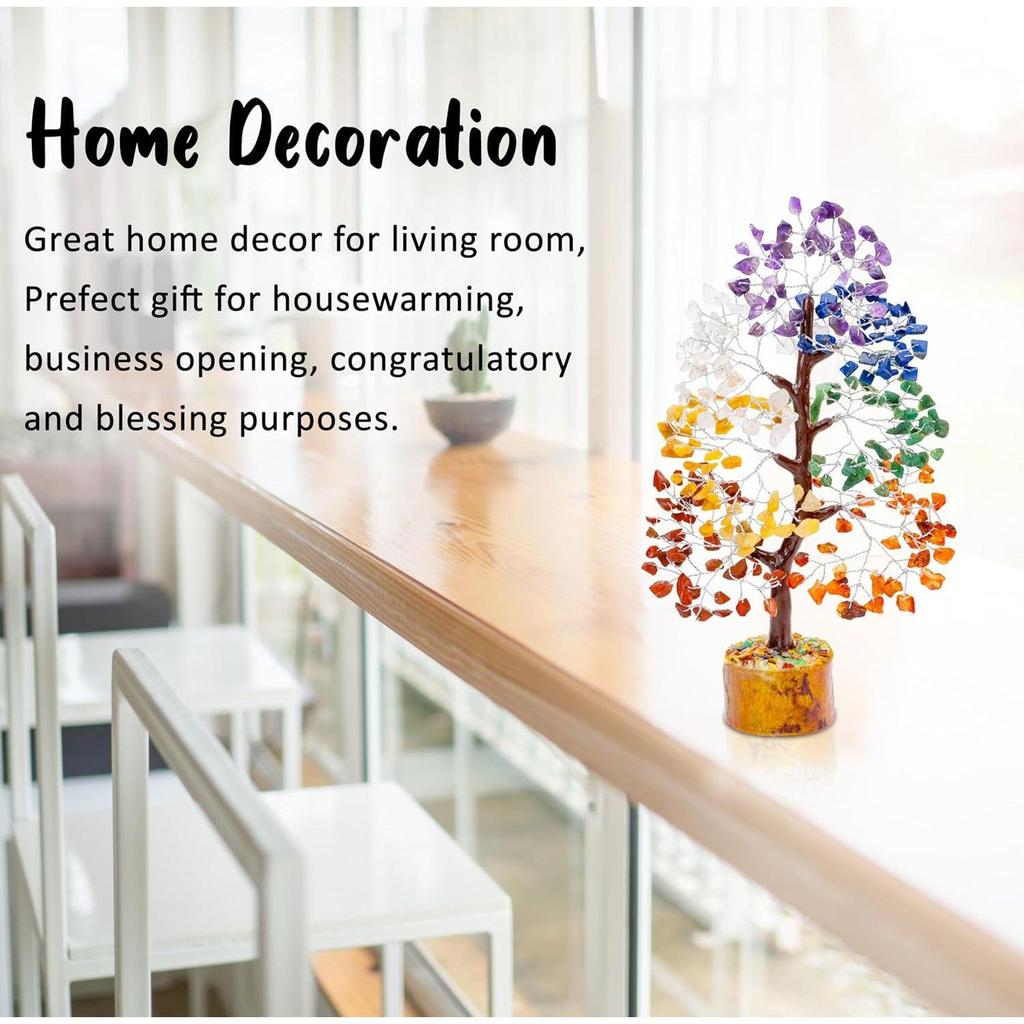 Seven Chakra Gemstone Tree for Chakra Balancing - Home Decor Showpiece - Gift for Women, Sister - Healing Crystal Bonsai for Positive Energy,