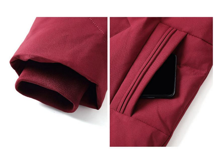 Dámská péřová bunda střední délky v korejském stylu s límcem z pravé kožešiny - Módní pro střední a starší věk