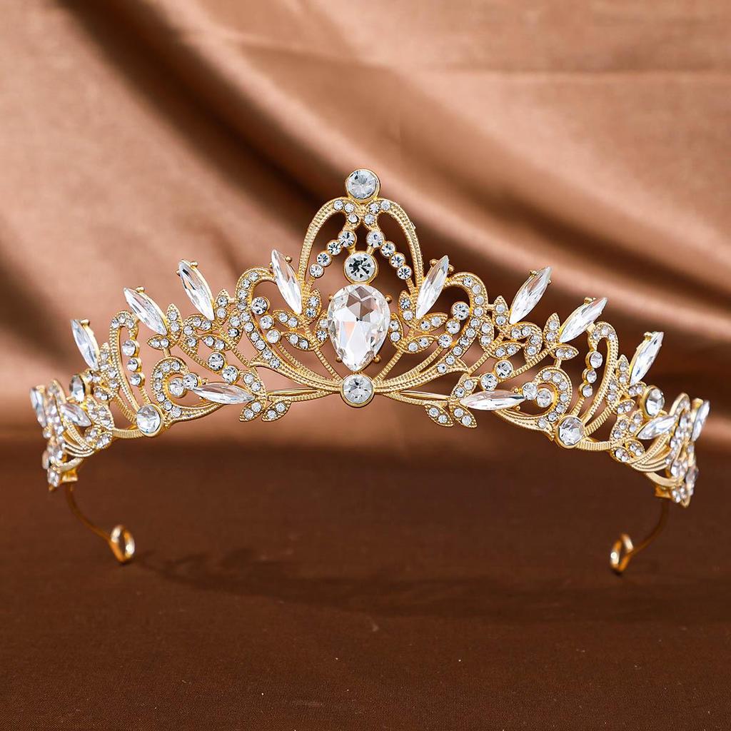 Tuanming Korean Rhinestone Crown: Elegant Princess Headdress for Weddings and Photography.