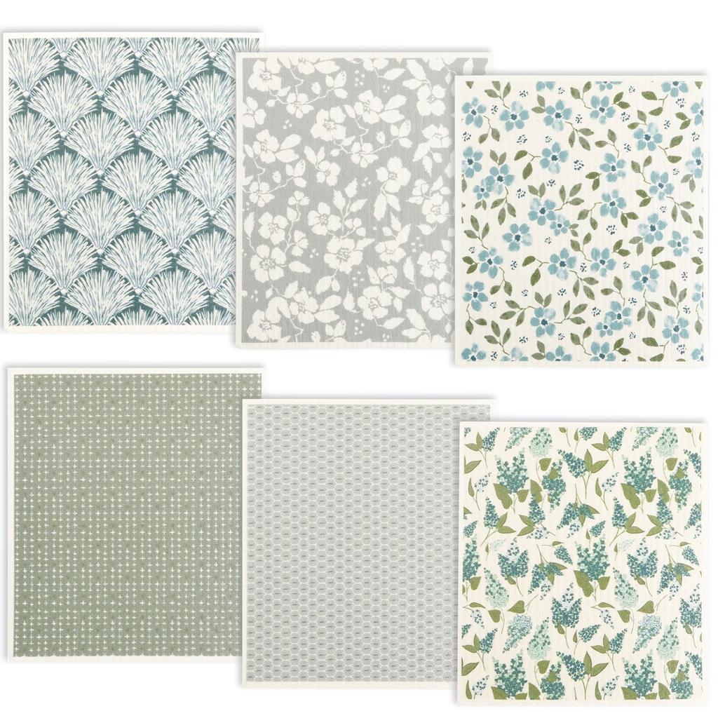 5/6Pcs Eco-Friendly Dishcloths Reusable Swedish Kitchen Dishcloths Super Absorbent Fast Drying Print Cleaning Dish Towels