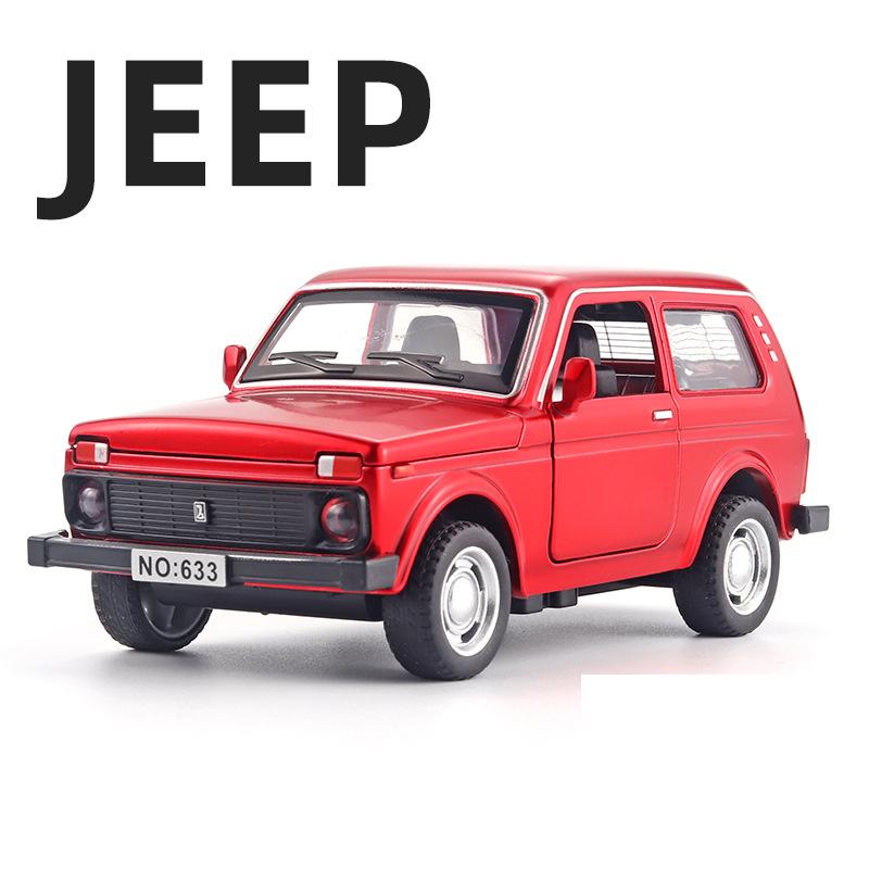 1:32 Lada Jeep Vintage Car Model Alloy Car Diecast Model Sound And Light Pull Back Toys Collection Children Birthday Toy Gift