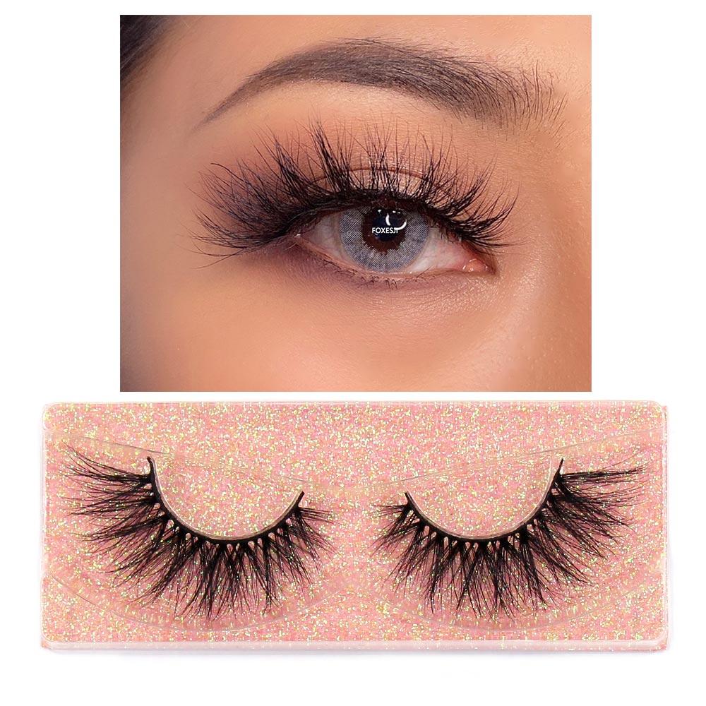 FOXESJI Wimpern 3D Nerz Falsche Wimpern Flauschig Weich Natürlicher Streifen Nerz Wimpern Verlängerung Volumen Fake Wimpern Dicke Wimpern