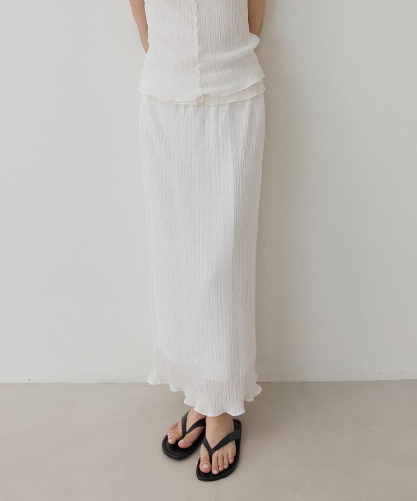 Towave Teen Pleats Banding Skirt_White