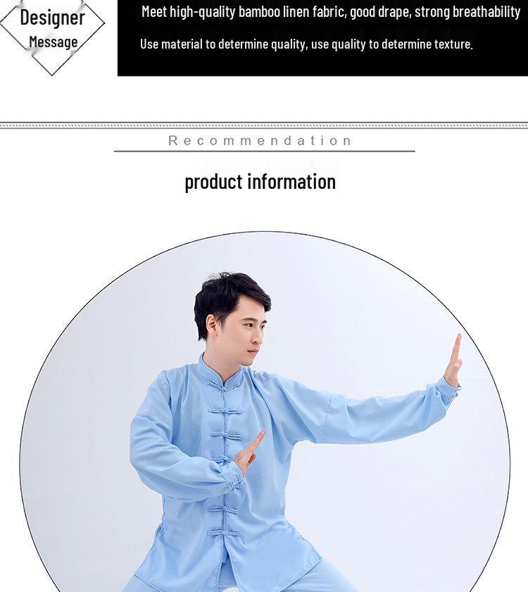 2024 Tai Chi Bamboo Linen Suit for Middle-Aged & Elderly - Ideal for Morning Exercise, Dance, or Wushu Practice