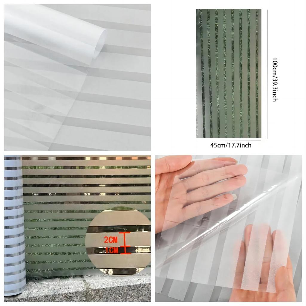 Frosted Window Film Privacy For Glass Windows Stripe Patterns Window Frosting Self-Adhesive Glass Film For Home Office Quality