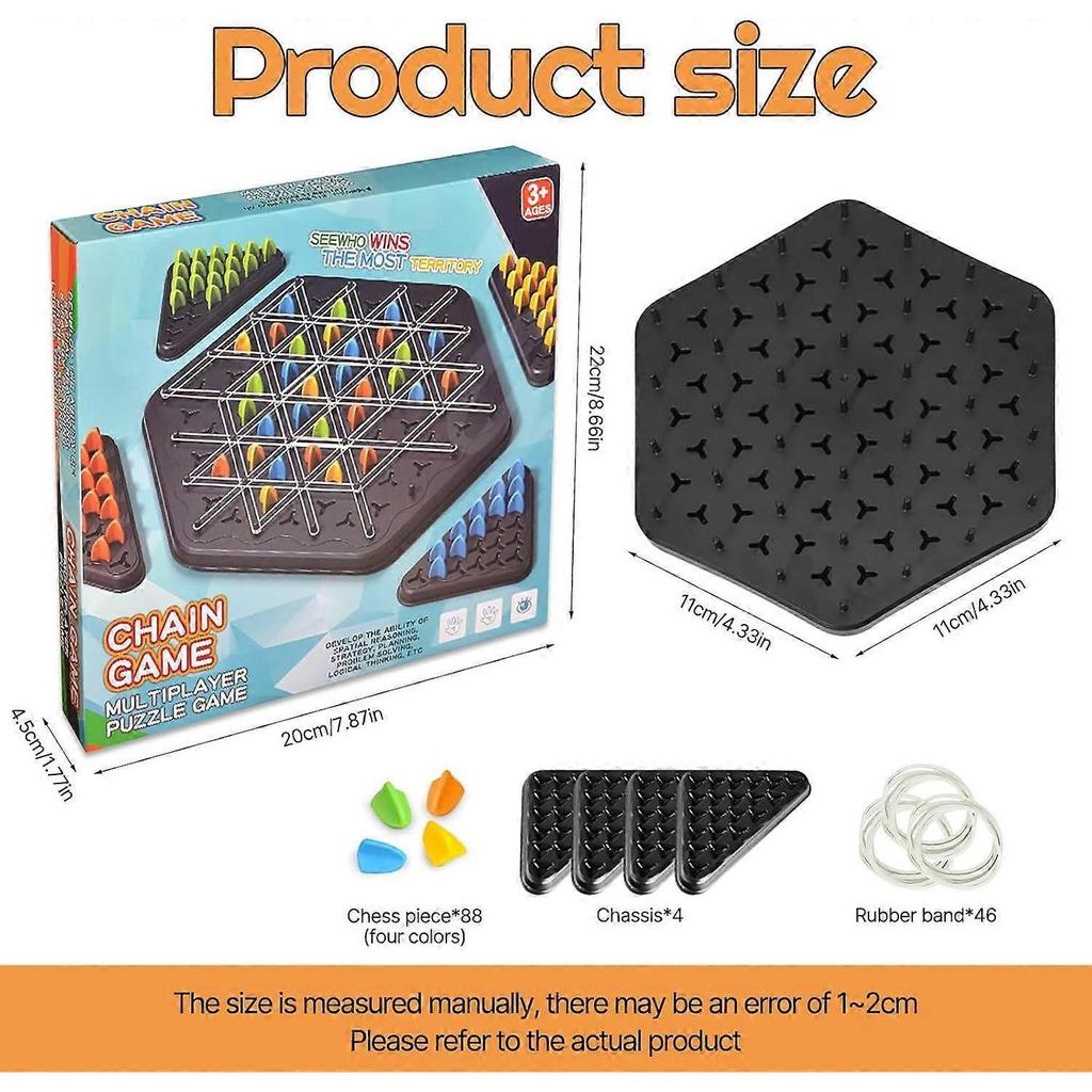 Triangle Board Game Territory Capture Family Game,Chain Triggle Chess Brain Teaser Strategy Puzzle Toys 2 To 4 Players,6 Years Old and Above Boys Girl