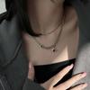Hip Hop Zircon Double Layer Star Pendant Necklace Geometric Metal Chain Trendy Unisex Jewelry
