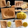 Halloween Cookie Cutter Mold, 3D Carved Embossed Wooden Cookie Molds for Baking Gingerbread, with Skull Pumpkin Ghost Patterns