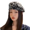 Leopard Print Artistic Beret for Women - Autumn/Winter Minimalist British Style Painter Hat