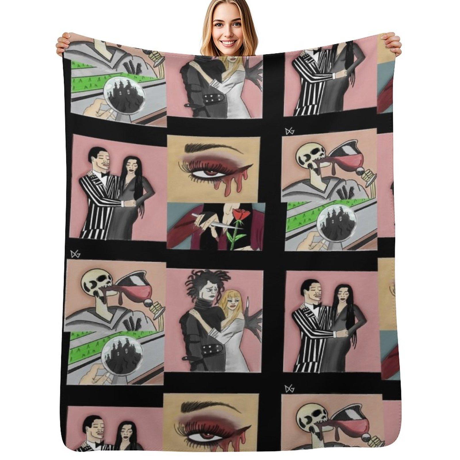 Classics Collage Throw Blanket No Pilling Soft Warm Blanket for Bed Size: 75*100cm, Weight: 230 GSM