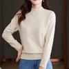 Dame Ensfarget Halvhøy Krage Kasjmirgenser Høst Vinter Løs Genser Strikket Ull Casual Genser Underskjorte