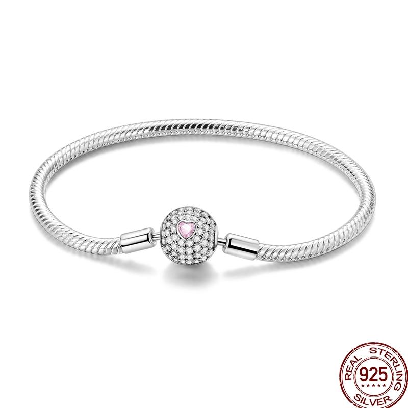 925 Sterling Silver 17-20CM Original Bracelets Heart Moon Sun Clasp Bead Charm Bracelet Fit DIY Charms Beads for Women Jewelrys