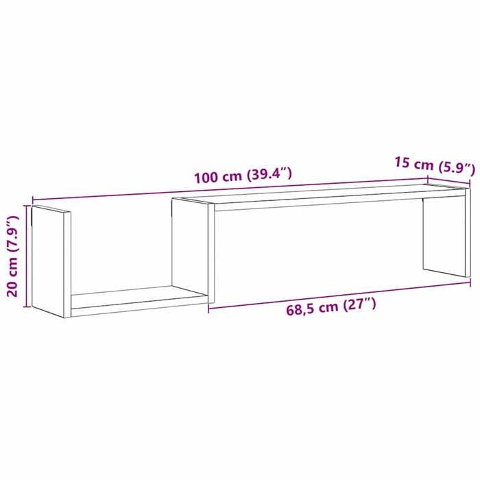 VidaXL Wall Shelves 2 Pcs Artisan Oak 100x15x20 Cm, Floating Shelf, Laundry Shelf, CD Shelf, 856613