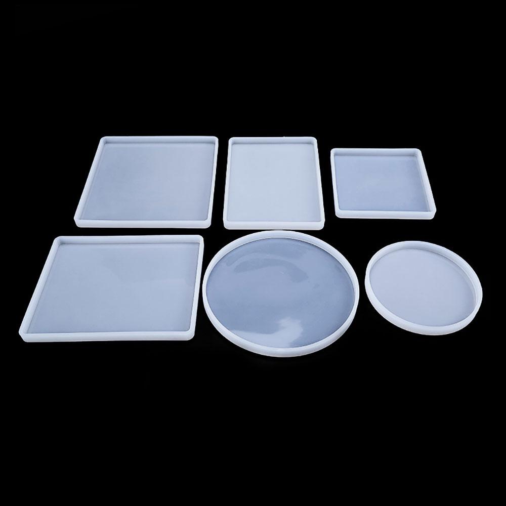 Silicone for DIY Coaster Resin Epoxy Mold Cup Mat Tray Tea Coaster Resin Molds Silicone Wine Glass Coasters Clay Plate Mould
