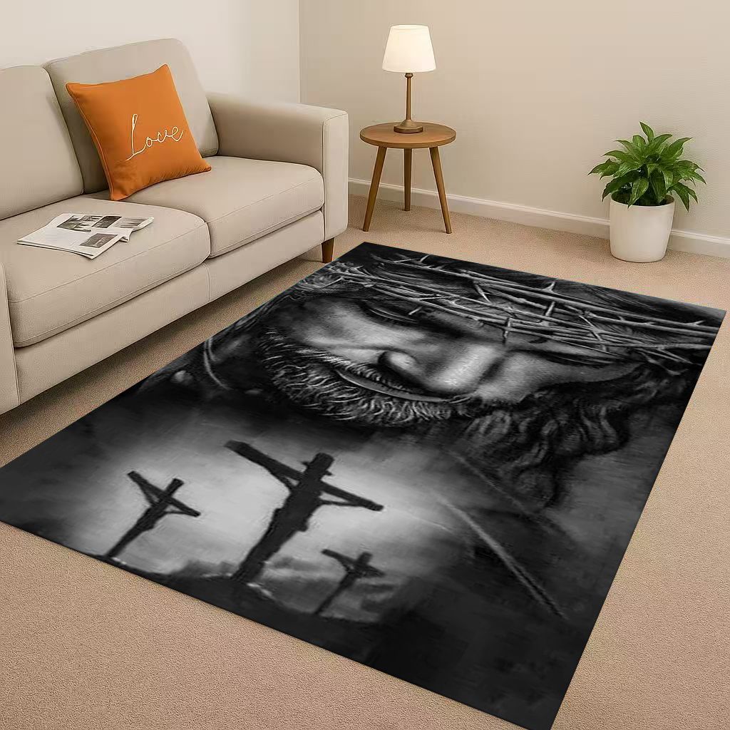 Retro Jesus Virgin Mary Art Living Room Non Slip Area Rug Soft Carpet for Bedroom Playroom Sofa,Easy Clean Home Decor Doormat