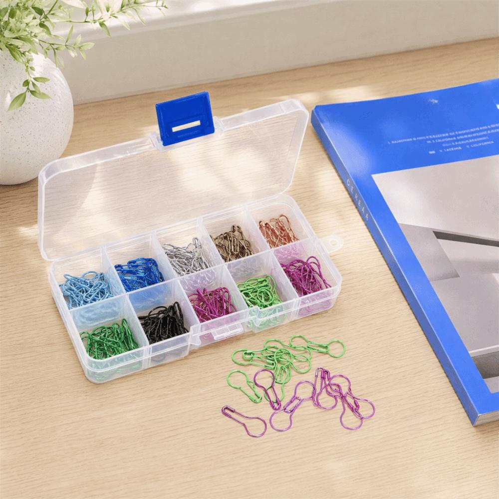 600pcs Colored Iron Crochet Stitch Markers Plastic Storage Box Metal Knitting Pins For Sewing