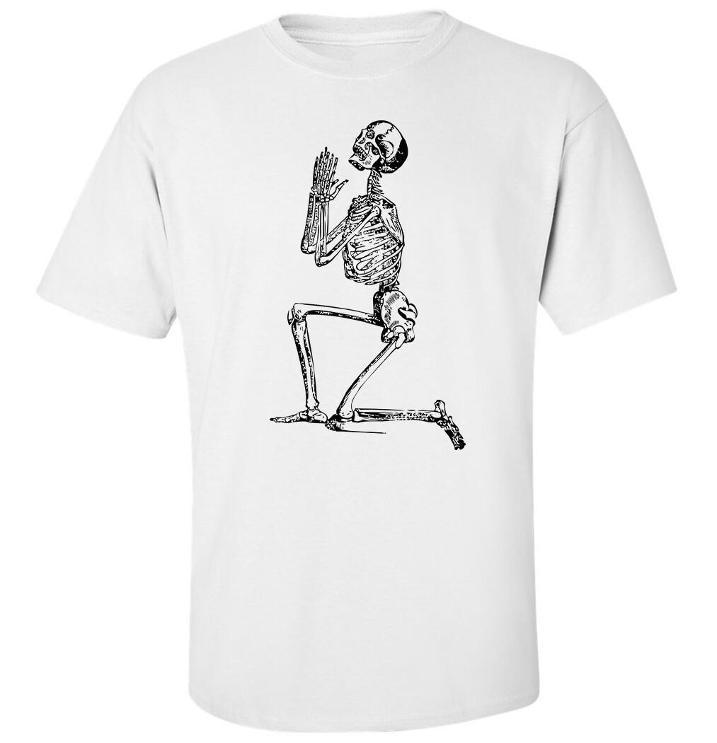 Old Skeleton Art Praying Men s Printed Cotton Unisex T-shirt Top Tee S разноцветный
