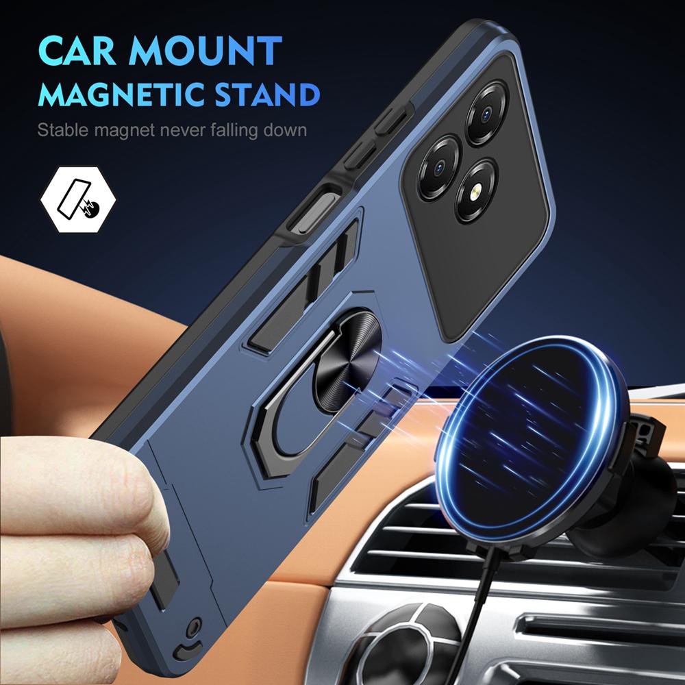 KEYSION Shockproof Armor Case for ZTE Blade A36 4G 5G Soft Silicone+PC Metal Ring Stand Phone Back Cover for ZTE Blade A36 5G