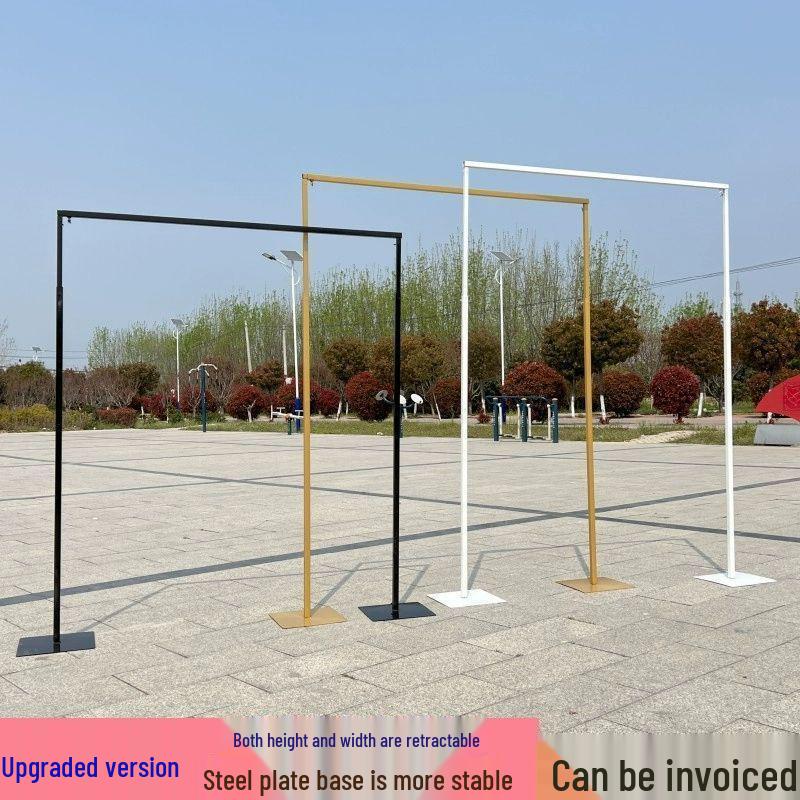 Golden Wrought Iron Wedding Arch Telescopic Stand for Stage Decoration
