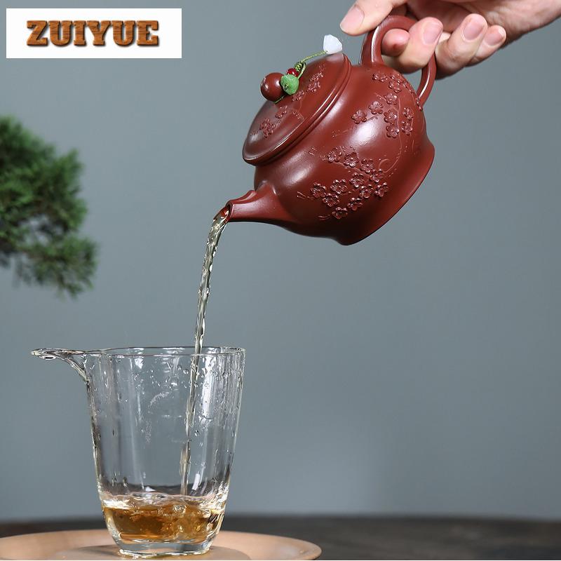 260ml Yixing Purple Clay Teapots Famous Artists Handmade Plum Blossom Ruyi Pot Raw Ore Dahongpao Mud Kettle Zisha Tea Set Craft