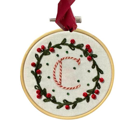 DIY Embroidered Christmas Ornaments Personalized Initial A–Z Monogram Embroidery Set Mini Handmade Christmas Embroidery