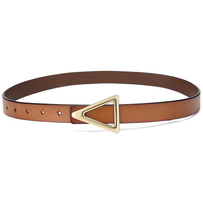 New triangle buckle leather belt - women's belt - versatile fashion decorative genuine leather belt